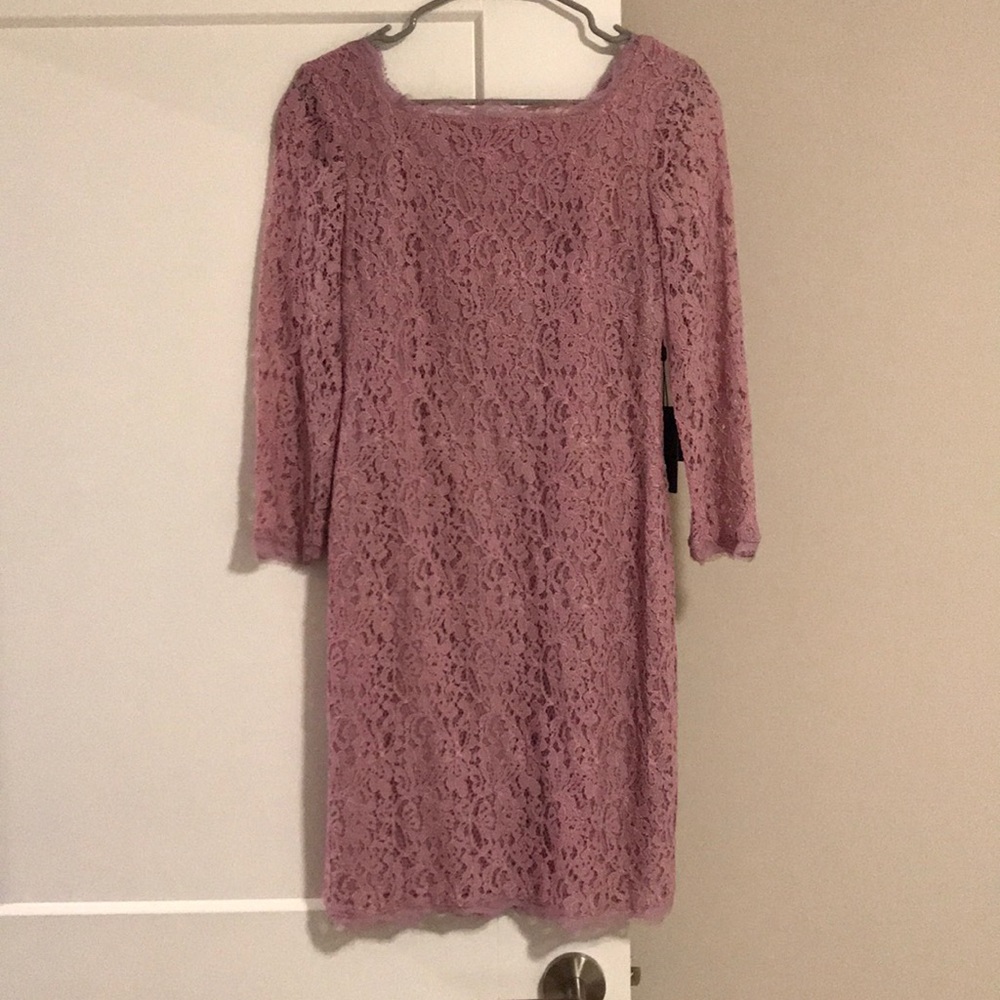 Adrianna Papell Long Sleeve Lace Sheath Dress